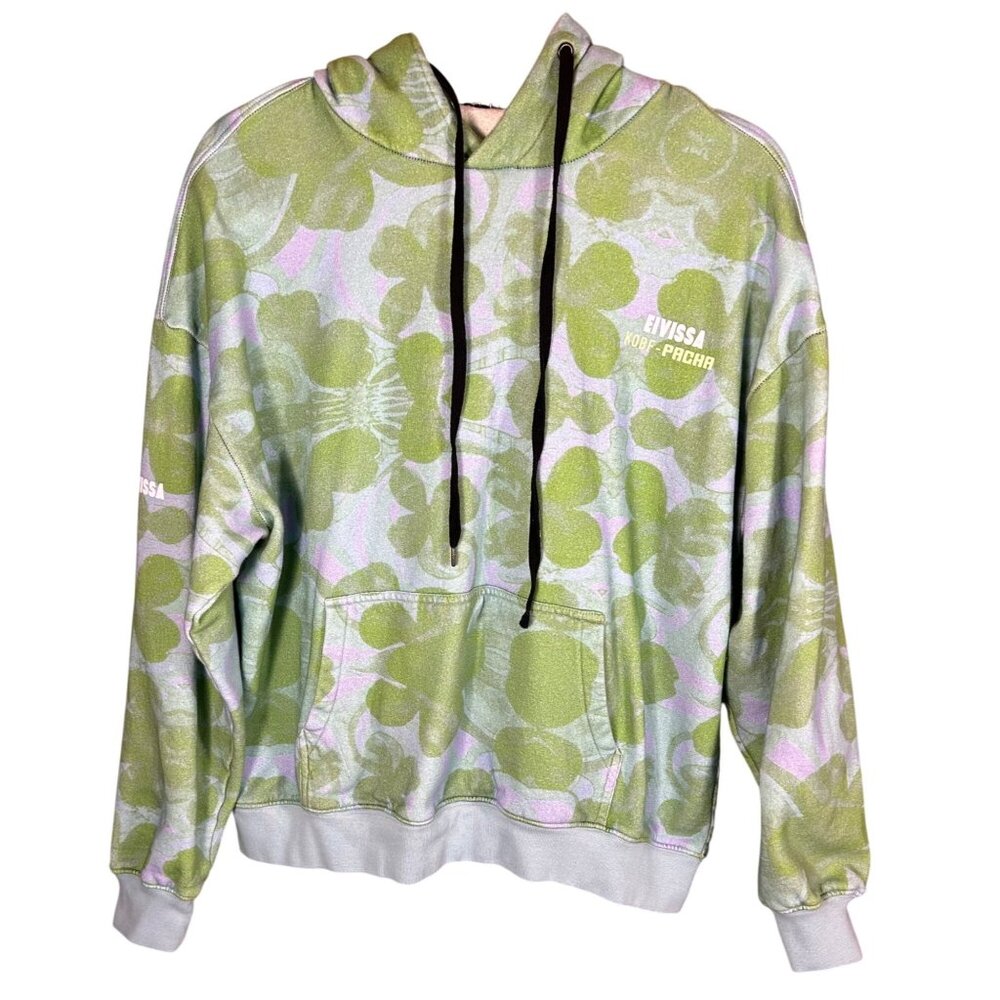 EIVISSA KOBF-PACHA Womens Green & Purple Cloverleaf Hoodie Sweatshirt Size Small
